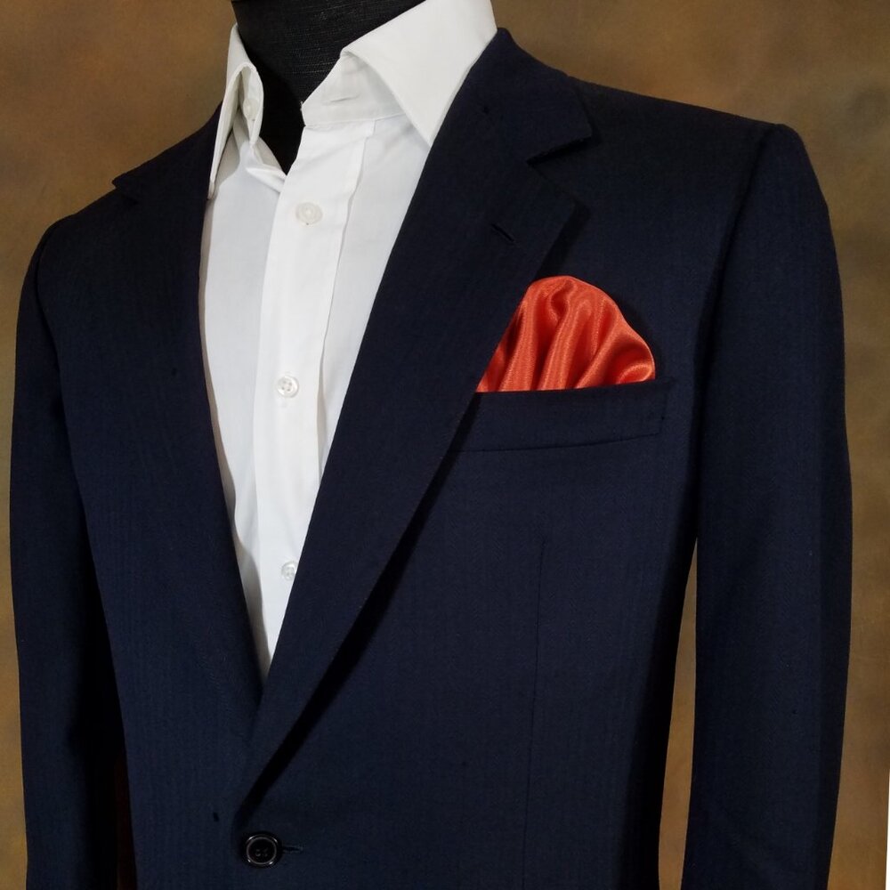 New - Men's Copper Orange Satin Pre-Folded Pocket Square Insert